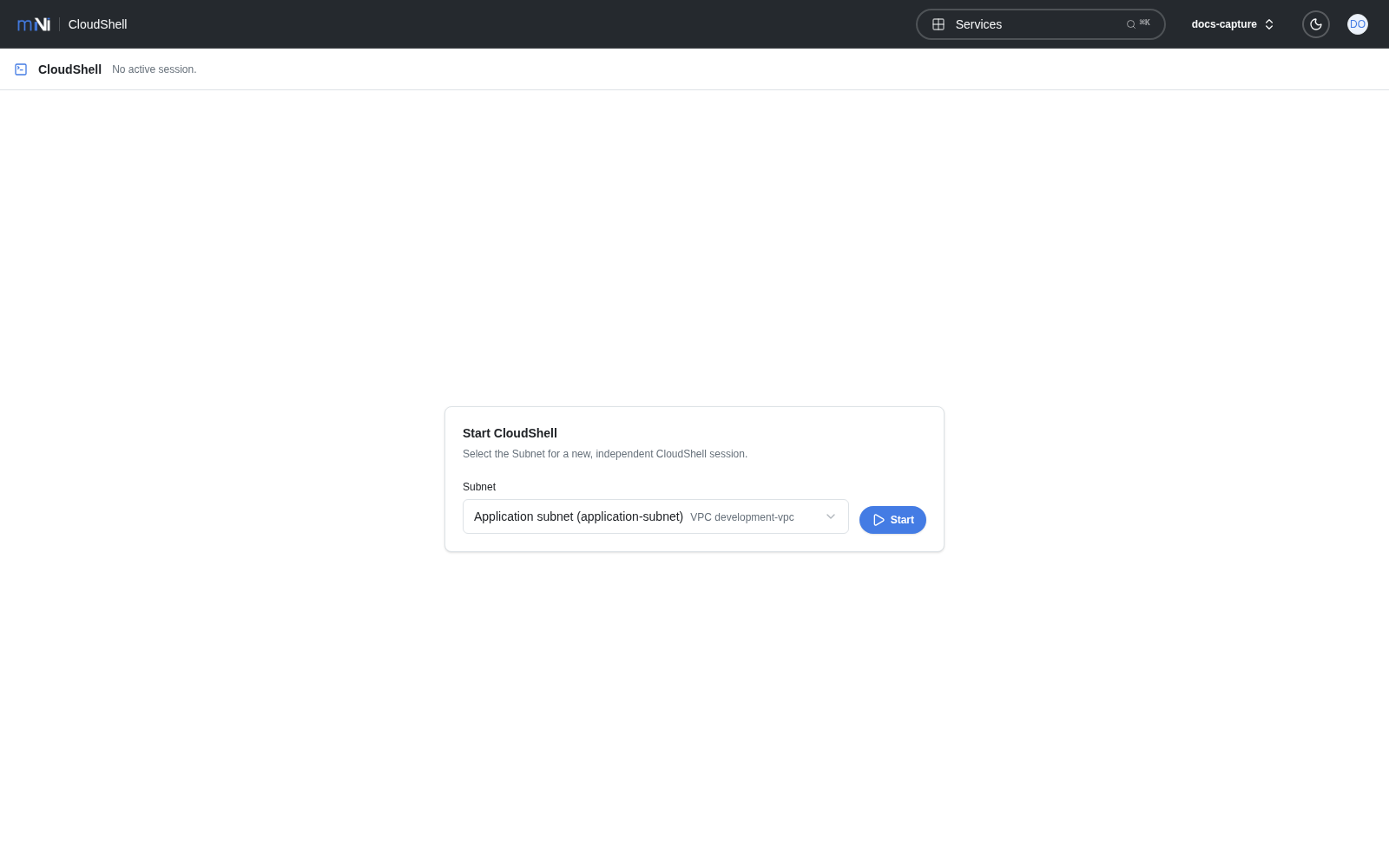 CloudShellの開始画面